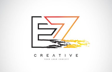 EZ yaratıcı Modern Logo Tasarım Vetor turuncu ve siyah renkler. Monogram kontur mektup tasarım.
