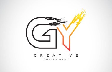GY yaratıcı Modern Logo Tasarım Vetor turuncu ve siyah renkler. Monogram kontur mektup tasarım.