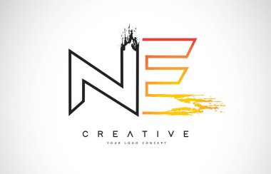 Ne yaratıcı Modern Logo Tasarım Vetor turuncu ve siyah renkler. Monogram kontur mektup tasarım.