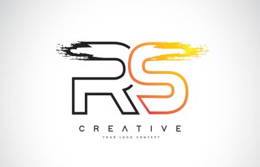 RS yaratıcı Modern Logo Tasarım Vetor turuncu ve siyah renkler. Monogram kontur mektup tasarım.