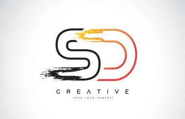 SD yaratıcı Modern Logo Tasarım Vetor turuncu ve siyah renkler. Monogram kontur mektup tasarım.