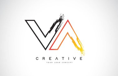 VA yaratıcı Modern Logo Tasarım Vetor turuncu ve siyah renkler. Monogram kontur mektup tasarım.