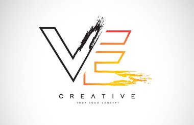 Ve yaratıcı Modern Logo Tasarım Vetor turuncu ve siyah renkler. Monogram kontur mektup tasarım.