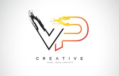 VP Creative Modern Logo Design Vetor with Orange and Black Colors. Monogram Stroke Letter Design. clipart svg vector 