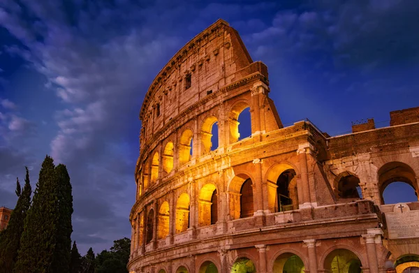 Roma Colloseum Gece Mimarlık Roma Talya Şehir Merkezinde Roma Ethernal — Stok fotoğraf