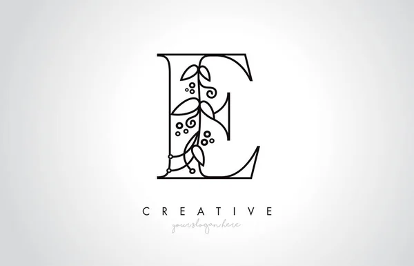 Логотип Письма Органической Монограммой Растительных Листьев Деталь Дизайн Круга Логотип — стоковый вектор