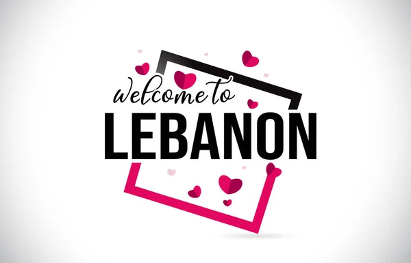 Libanon Välkommen Till Word Text Med Handskrivna Typsnitt Och Röda — Stock vektor