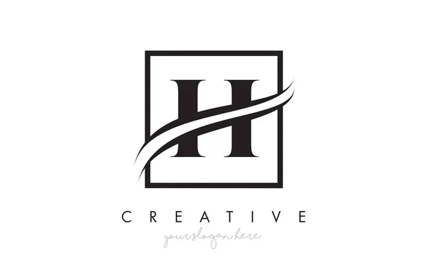Carta Ícone Logo Design Com Fronteira Swoosh Quadrada Design Criativo — Vetor de Stock