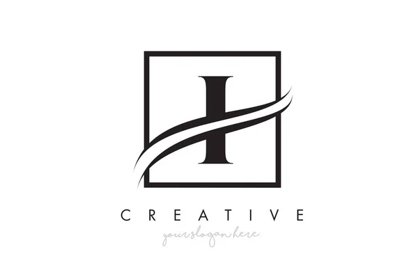 Carta Ícone Logo Design Com Fronteira Quadrada Swoosh Design Criativo — Vetor de Stock