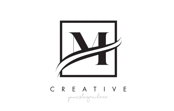 Carta Ícone Logo Design Com Fronteira Swoosh Quadrada Design Criativo — Vetor de Stock