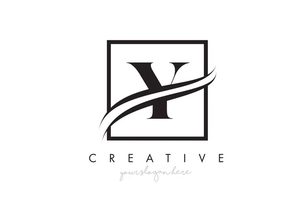 Lettera Icona Logo Design Con Bordo Swoosh Quadrato Disegno Creativo — Vettoriale Stock