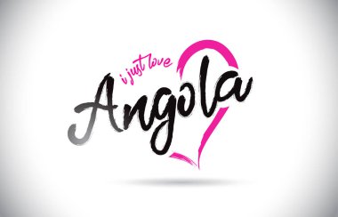 Angola I Love Word Metin El Yazısı ve Pembe Kalp Şekli Vektör İllüstrasyon ile.
