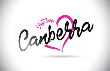Canberra I Love Word Metin El Yazısı ve Pembe Kalp Şekli Vektör İllüstrasyon ile.