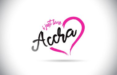 Accra bayılıyorum kelime metin el yazısı yazı tipi ve pembe kalp şekli vektör çizim.