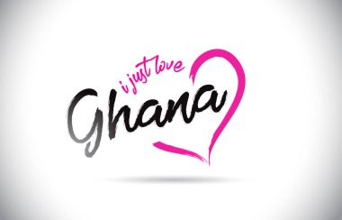 Gana bayılıyorum kelime metin el yazısı yazı tipi ve pembe kalp şekli vektör çizim.