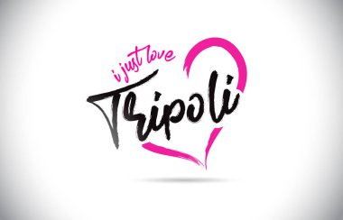 Trablus bayılıyorum kelime metin el yazısı yazı tipi ve pembe kalp şekli vektör çizim.