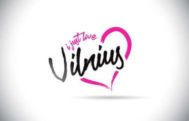 Vilnius I Love Word Metin El Yazısı font ve Pembe Kalp Şekli Vektör İllüstrasyon ile.