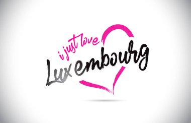 Lüksemburg I Love Word Metin El Yazısı ve Pembe Kalp Şekli Vektör İllüstrasyon ile.