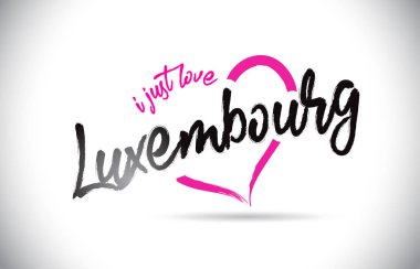 Lüksemburg I Love Word Metin El Yazısı ve Pembe Kalp Şekli Vektör İllüstrasyon ile.