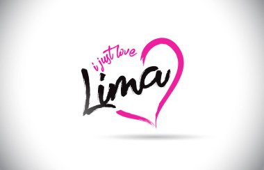 Lima I Love Word Metin El Yazısı ve Pembe Kalp Şekli Vektör İllüstrasyon ile.