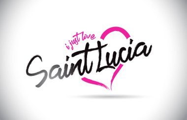 Saintlucia I Love Word Metin El Yazısı ve Pembe Kalp Şekli Vektör İllüstrasyon ile.