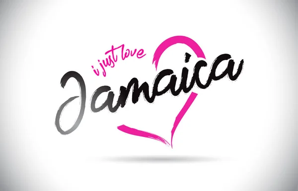 Jamaica Just Love Word Рукописным Шрифтом Розовым Сердцем — стоковый вектор