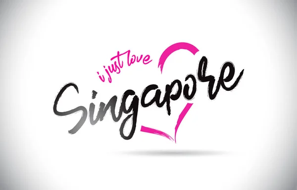 Singapur Encanta Texto Palabra Con Fuente Manuscrita Rosa Forma Corazón — Vector de stock