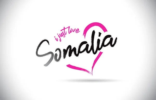 Somalia Just Love Word Text Handwritten Font Pink Heart Shape — 图库矢量图片