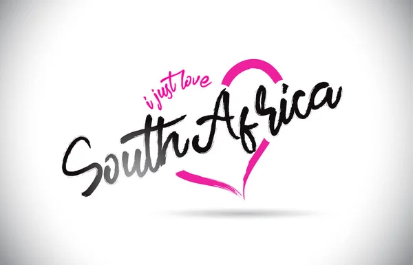 南非我只是爱字文本与手写字体和粉红色心形状矢量插图 — 图库矢量图片