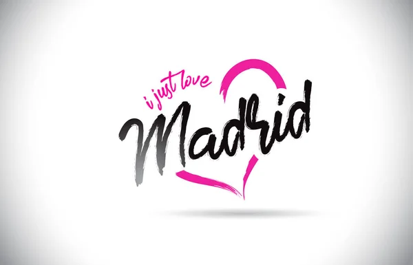 Madrid Encanta Texto Palabra Con Fuente Manuscrita Ilustración Vectorial Forma — Vector de stock