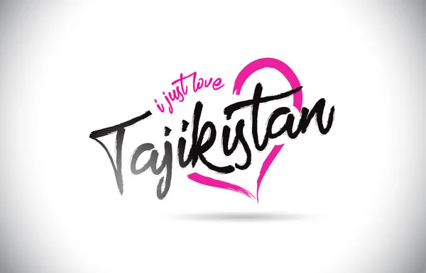 Tajikistan Just Love Word Text Handwritten Font Pink Heart Shape — Stok Vektör