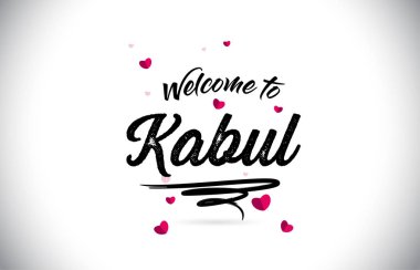 Word metni el yazısı yazı tipi ve pembe kalp şekli tasarlamak vektör kabil Hoşgeldiniz.