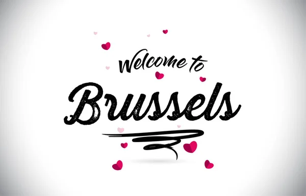 Bruselas Bienvenido Texto Word Con Fuente Manuscrita Ilustración Vectorial Diseño — Vector de stock