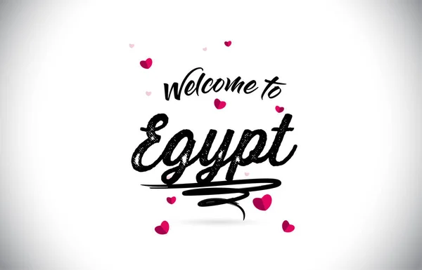 Egypten Välkommen Till Word Text Med Handskrivna Typsnitt Och Rosa — Stock vektor