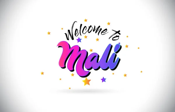 Mali Bienvenue Texte Word Avec Police Manuscrite Rose Pourpre Illustration — Image vectorielle