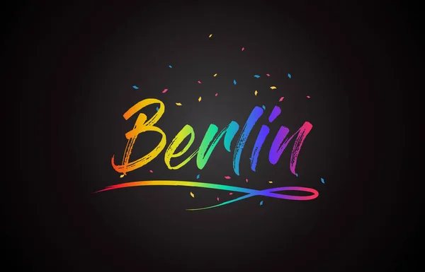 Berlin Word Texte Avec Arc Ciel Écrit Main Couleurs Vibrantes — Image vectorielle