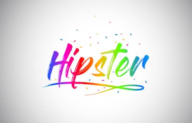 Yenilikçi yaratıcı Word metni el yazısı gökkuşağı canlı renkleri ve konfeti vektör çizim ile.