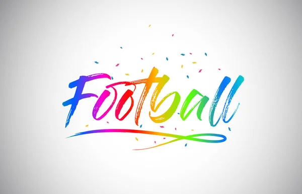 Futebol Criativa Palavra Texto Com Arco Íris Artesanal Vibrante Cores — Vetor de Stock