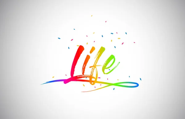 Life Creative Word Text Handwritten Rainbow Vibrant Colors Confetti Vector — Stock Vector