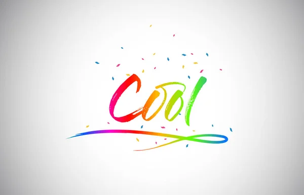 Cool Creatieve Word Tekst Met Handgeschreven Rainbow Levendige Kleuren Confetti — Stockvector