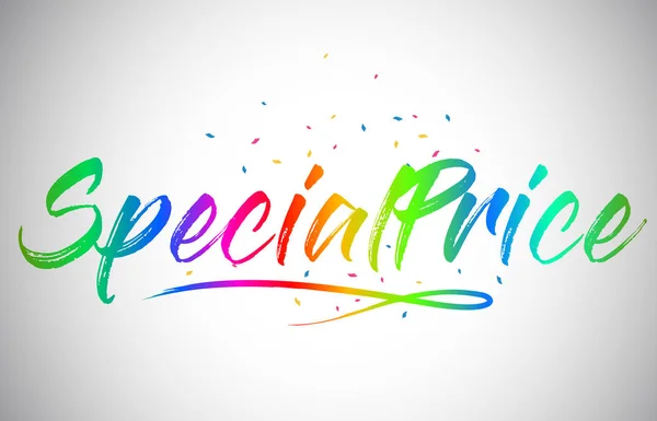 Specialprice Creative Word Text Handwritten Rainbow Vibrant Colors Confetti Vector — Stock Vector