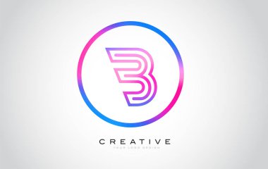 B harfi Monogram Logo tasarımı. Yaratıcı güzel mor siyah Monogram tasarım modern B simgesiyle.