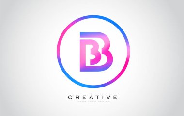 B harfi Monogram Logo tasarımı. Yaratıcı güzel mor siyah Monogram tasarım modern B simgesiyle.
