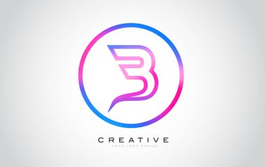 B harfi Monogram Logo tasarımı. Yaratıcı güzel mor siyah Monogram tasarım modern B simgesiyle.