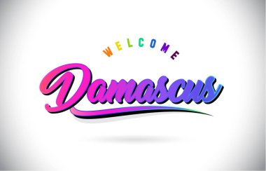 Şam Word metni yaratıcı mor pembe el yazısı yazı tipiyle hoş geldiniz ve şekil tasarlamak vektör Swoosh.