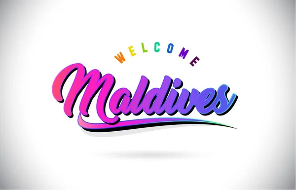 Malediwy Zapraszam Tekstu Programu Word Creative Fioletowy Różowy Czcionki Odręczne — Wektor stockowy