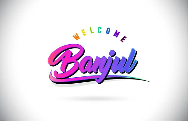 Banjul Word Metni Yaratıcı Mor Pembe Yazısı Yazı Tipiyle Hoş — Stok Vektör