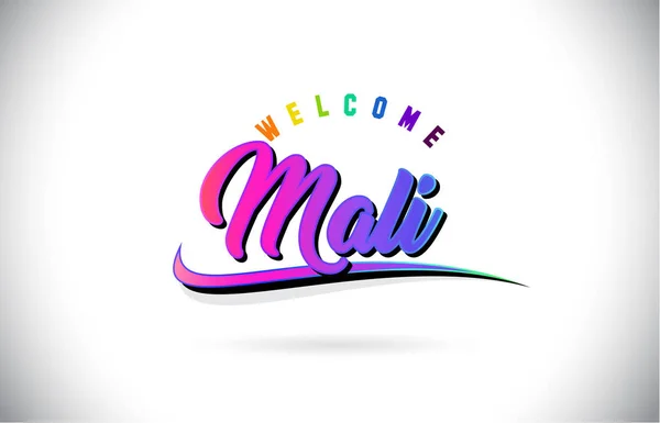 Malí Bienvenido Word Texto Con Creative Purple Pink Fuente Manuscrita — Vector de stock