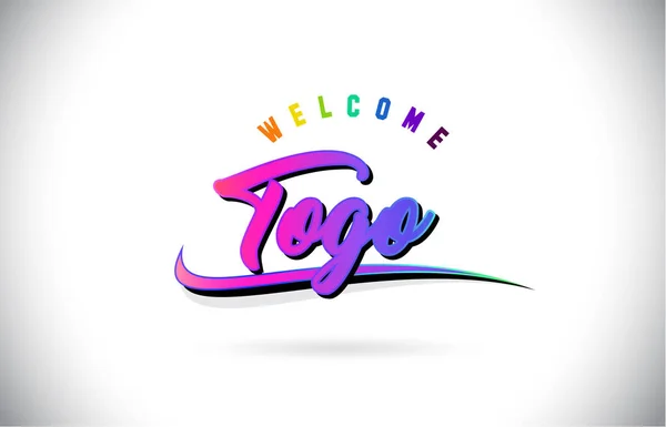 Togo Bienvenido Word Texto Con Creative Purple Pink Fuente Manuscrita — Vector de stock