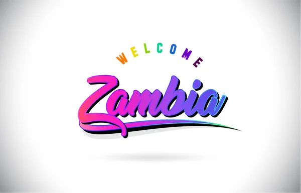 Sambia Tervetuloa Word teksti luova violetti vaaleanpunainen käsinkirjoitus — vektorikuva